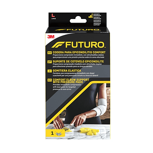 Futuro Comfort Codera para Epicondilitis - Talla L (27.9 - 30.5cm) - Transpirable - Elastico - Anatomico - Color Gris