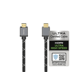 Hama Prime Cable HDMI 8K Macho - Longitud 1m - Certificado - Soporta eARC - Terminales Chapados en Oro - Ethernet - Velocidad hasta 48Gbps - Blindaje 