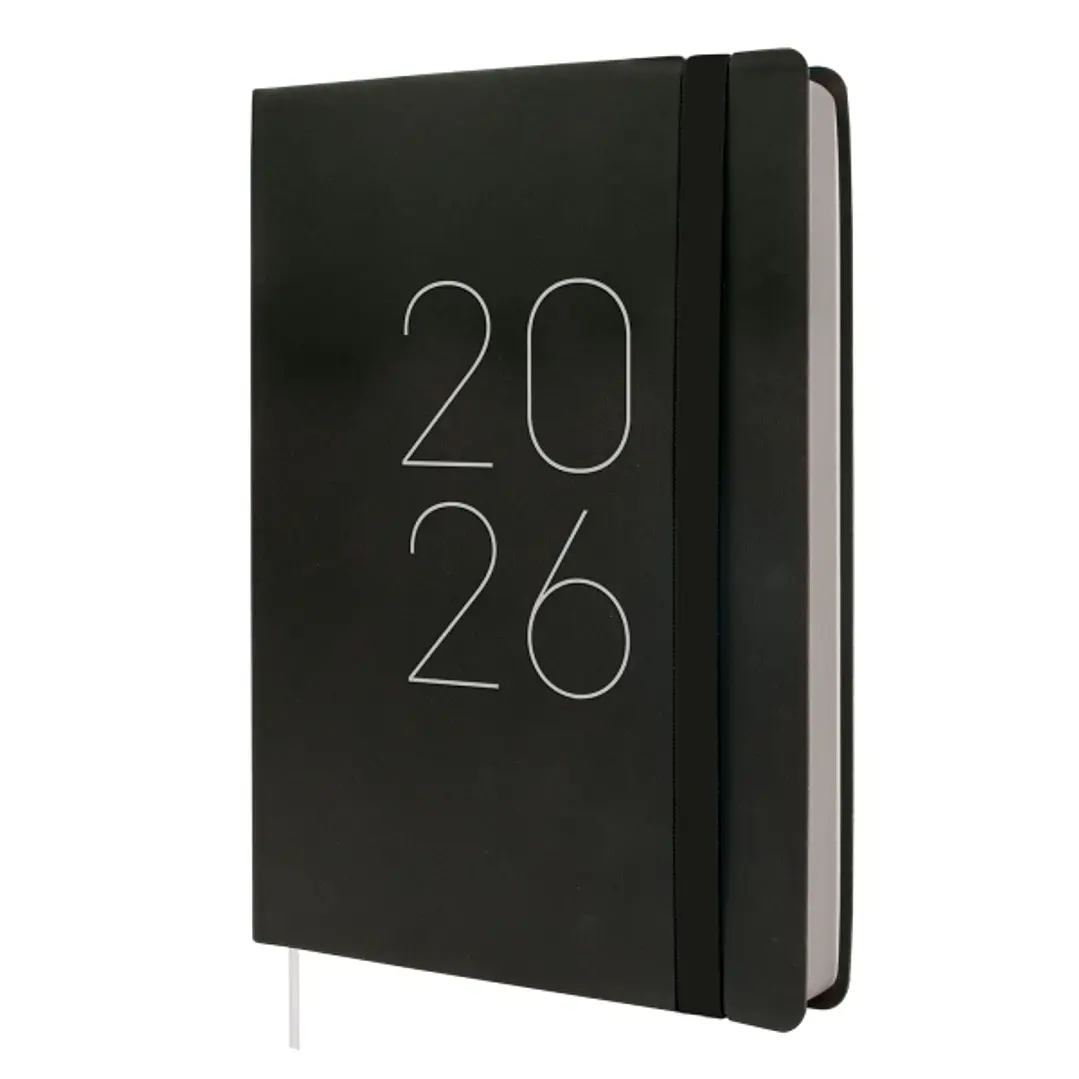 Finocam Flexi Lisa Agenda - Anual 2026 - Tapa Blanda - Formato FA5 - 151x23x214mm - 1 Dia por Pagina - Color Negro 1