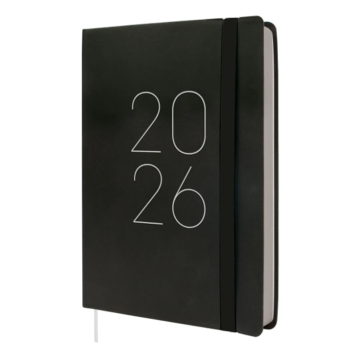Finocam Flexi Lisa Agenda - Anual 2026 - Tapa Blanda - Formato FA5 - 151x23x214mm - 1 Dia por Pagina - Color Negro 1
