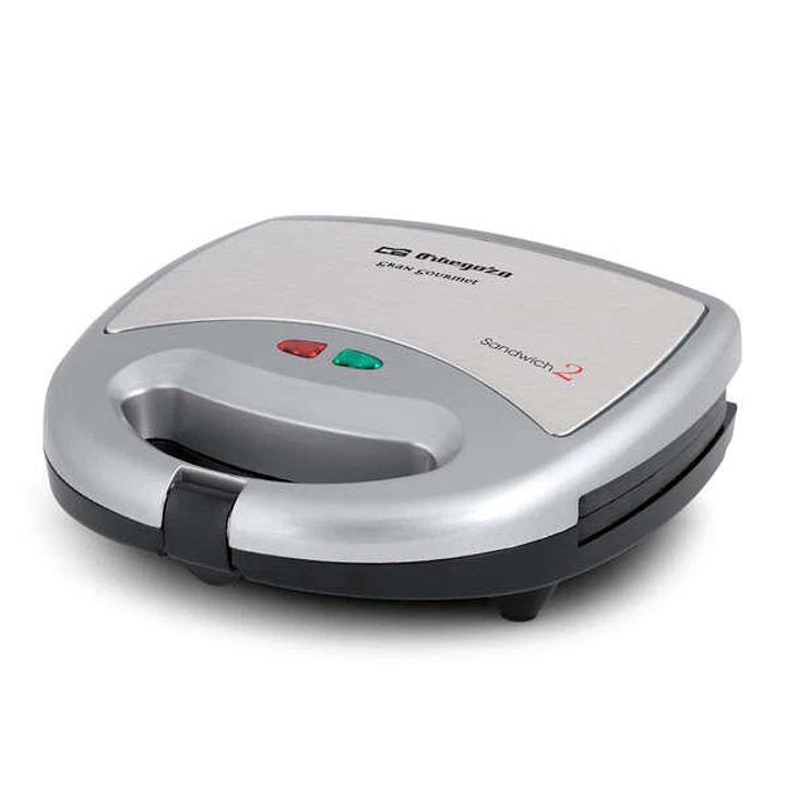 Orbegozo SW 6000 Sandwichera Compacta - para 2 Sandwiches - Revestimiento Antiadherente - Control de Temperatura - Potencia 800W - Diseño Compacto y F 1