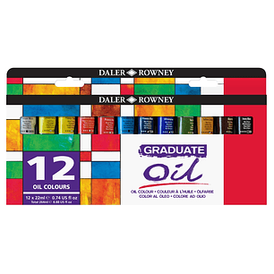 Daler Rowney Graduate Pack de 12 Pinturas al Oleo - Tubos de Aluminio - 22ml - Colores Surtidos