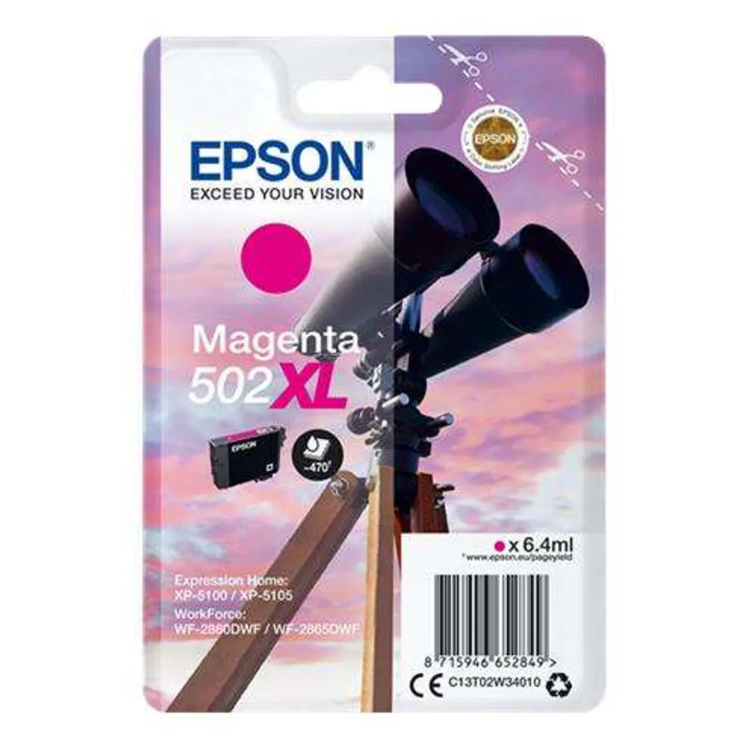 Epson 502XL Magenta Cartucho de Tinta Original - C13T02W34010 1