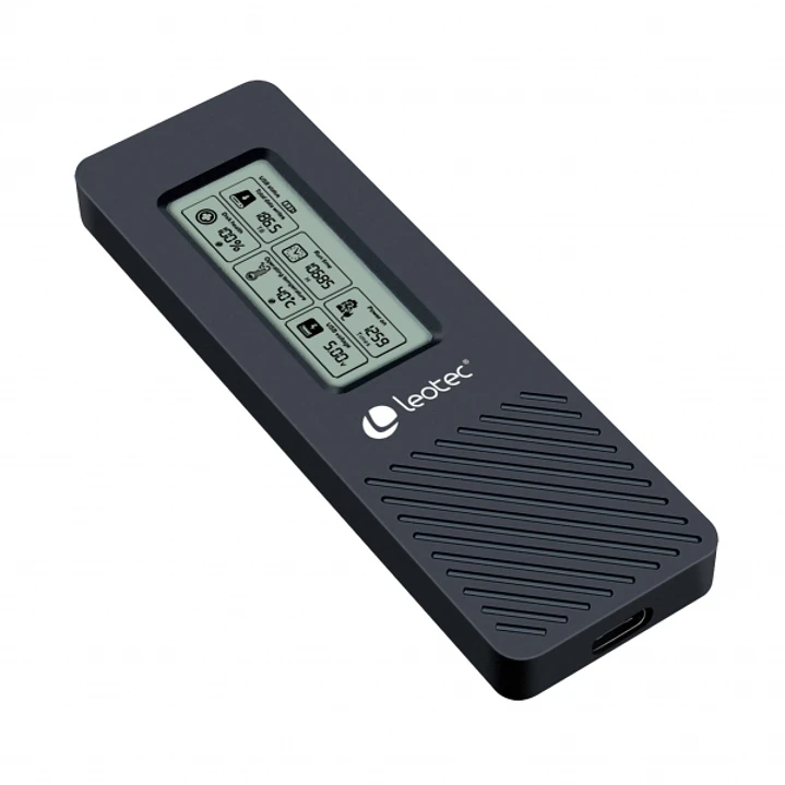 Leotec Caja Externa para Disco SSD M.2 NVMe - USB 3.2 Gen 2 - Panel LCD Type-C - 10Gbps 1