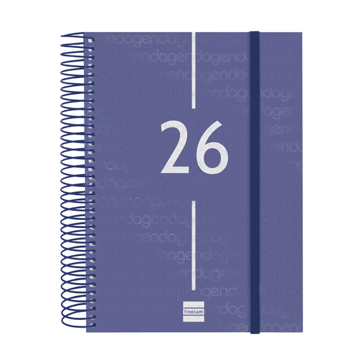 Finocam Year Agenda de Espiral en Catalan - Anual 2026 - Tapa Ligera - Formato E10 - 175x29x212mm - 1 Dia por Pagina - Color Azul 1