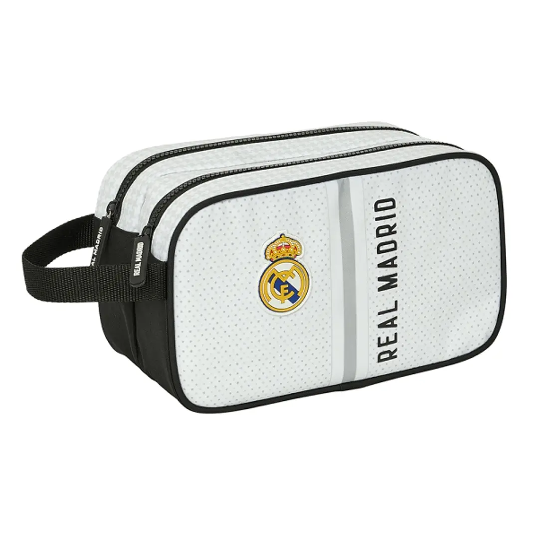 Safta Real Madrid 1ª Equipacion 24/25 Neceser - 2 Compartimentos - Asa de Mano - 26x15x12.5cm - Color Blanco/Negro 1