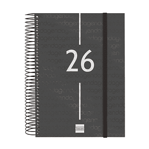 Finocam Year Agenda de Espiral - Anual 2026 - Tapa Ligera - Formato E10 - 175x29x212mm - 1 Dia por Pagina - Color Negro