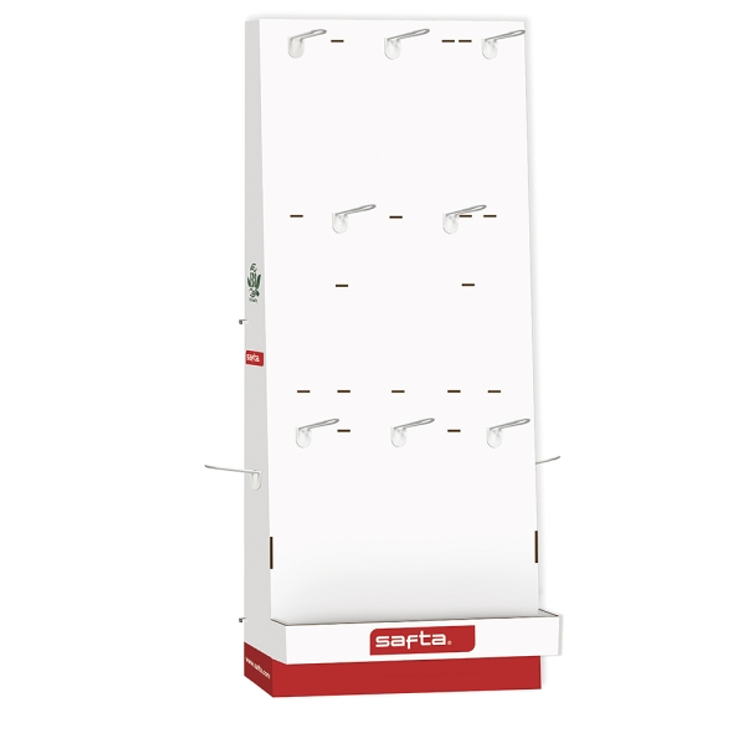 Safta Expositor Vacio con 10 Ganchos - Estructura Robusta - 650x280x1580mm - Color Blanco 1
