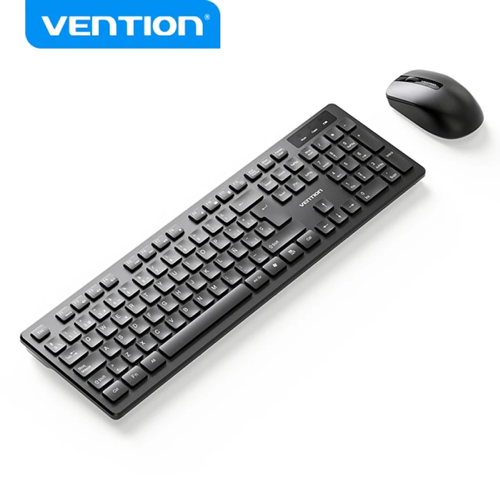 Vention KTD Combo Teclado y Raton Inalambrico - Conexion 2.4GHz - 1200 DPI - 104 Teclas - Color Negro 1