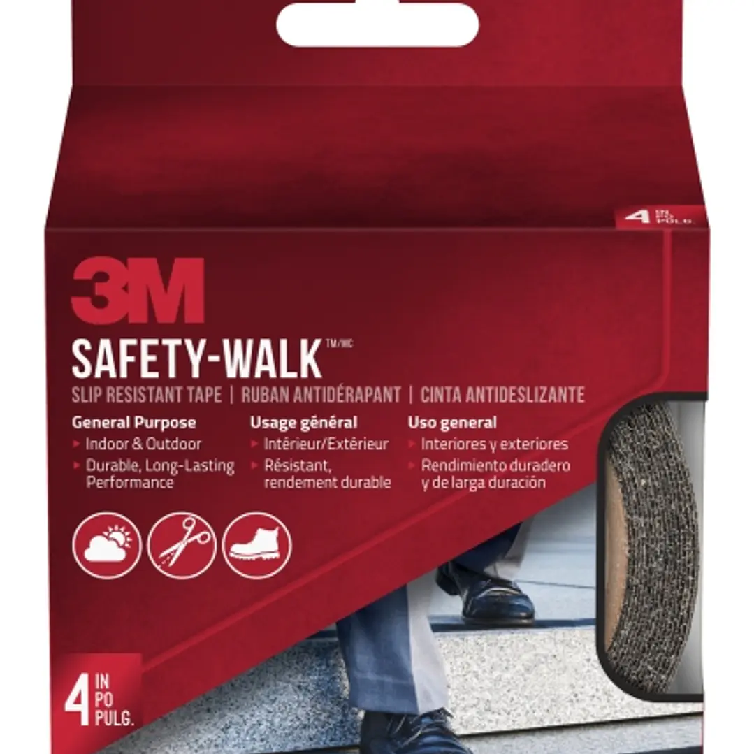 3M Safety-Walk Cinta Adhesiva Antideslizante - Uso en Interior y Exterior - 101mm x 4.57m - Color Negro 1