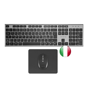 Tacens Zenith Combo Pack Inalabrico de Teclado Completo + Raton y Alfombrilla - Disposicion Italiana QWERTY IT - Teclas Silenciosas de Perfil Bajo - S