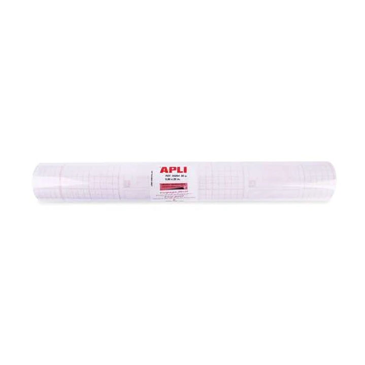 Apli Rollo de Polipropileno Transparente 20x0.50m 80m micras - Adhesivo Reposicionable - Sistema Easy Peel - Cuadricula de Precision - Alta Resistenci 1