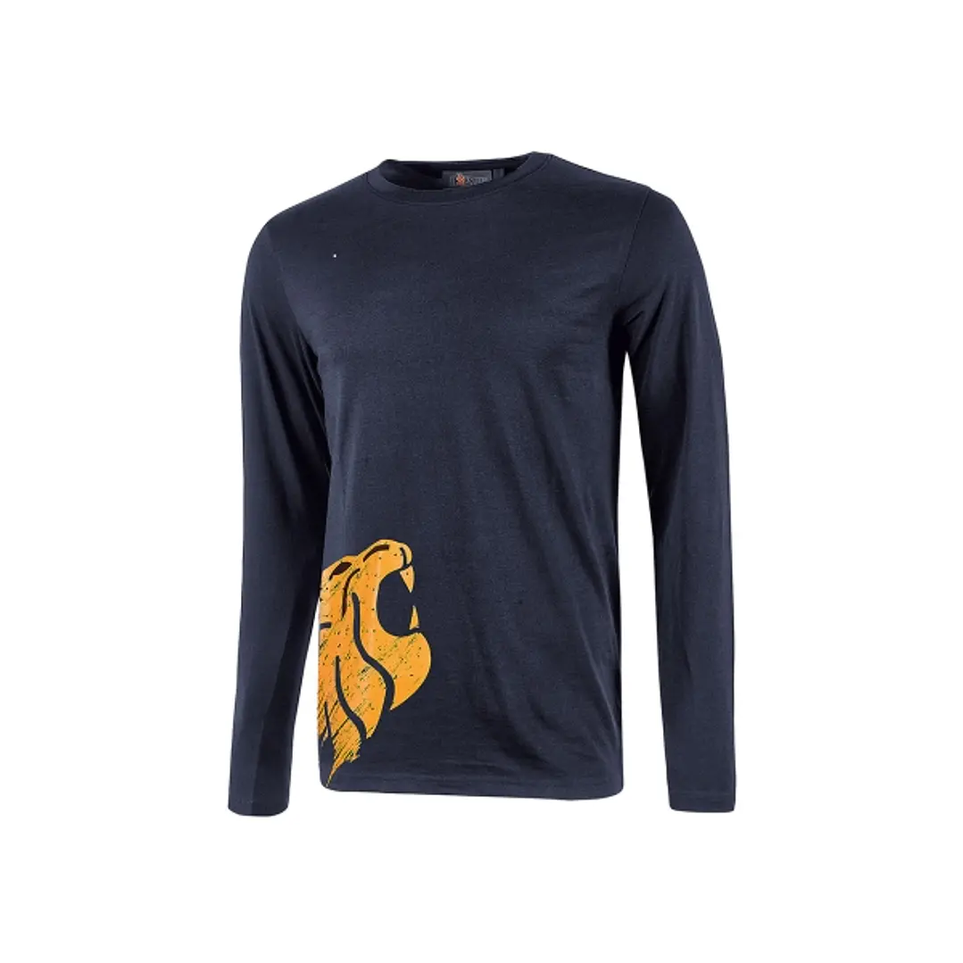 Upower Alien Camiseta de Manga Larga de Algodon - Talla 2XL - Corte Ajustado, Cuello Redondo Acanalado, Impresion Serigrafica Cabeza de Leon, Protecci 1