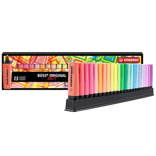 Stabilo Boss Arty Line Pack de 23 Marcadores Fluorescentes - Trazo entre 2 y 5mm - Recargable - Tinta con Base de Agua - Colores Surtidos
