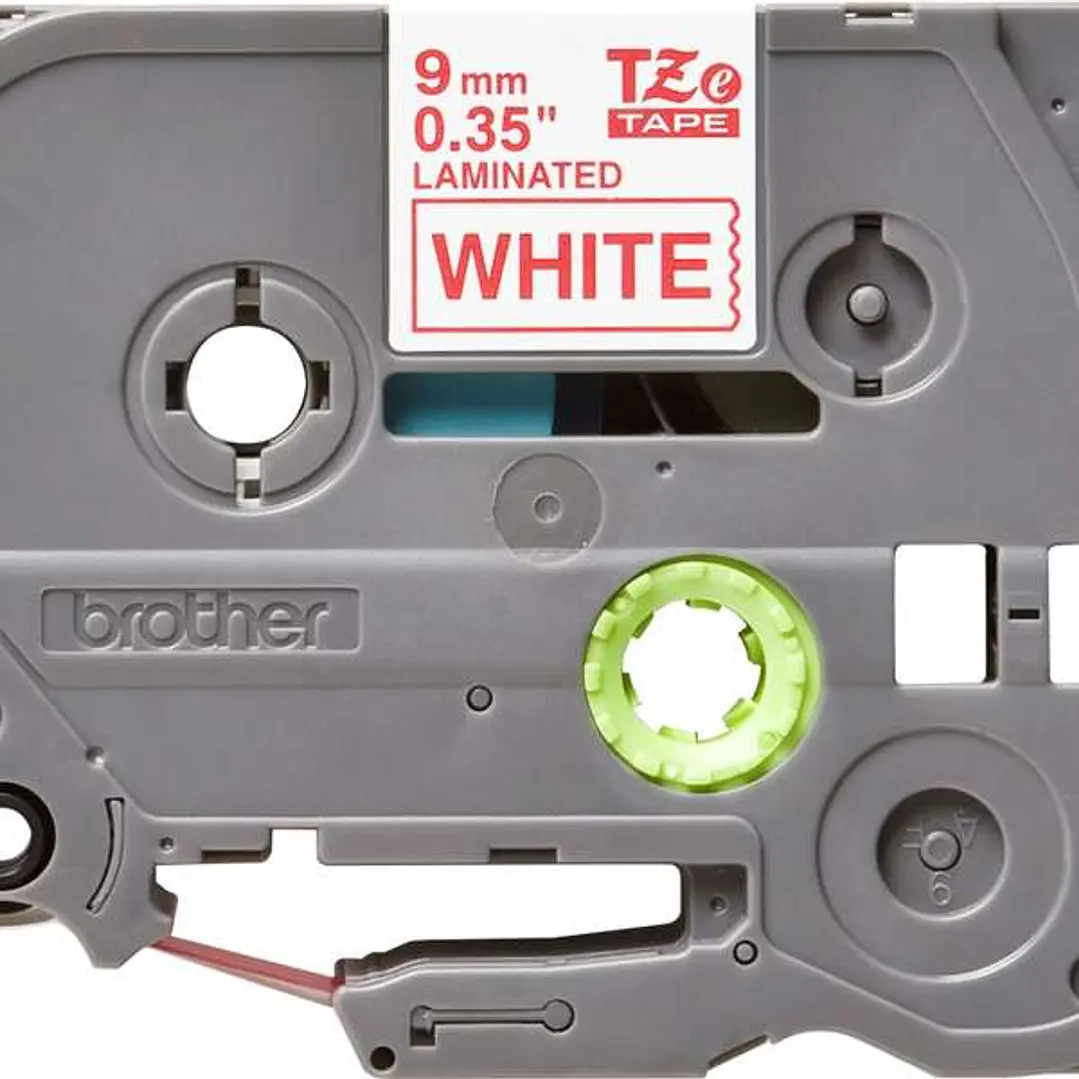 Brother TZe222 Cinta Laminada Original de Etiquetas - Texto rojo sobre fondo blanco - Ancho 9mm x 8 metros 1