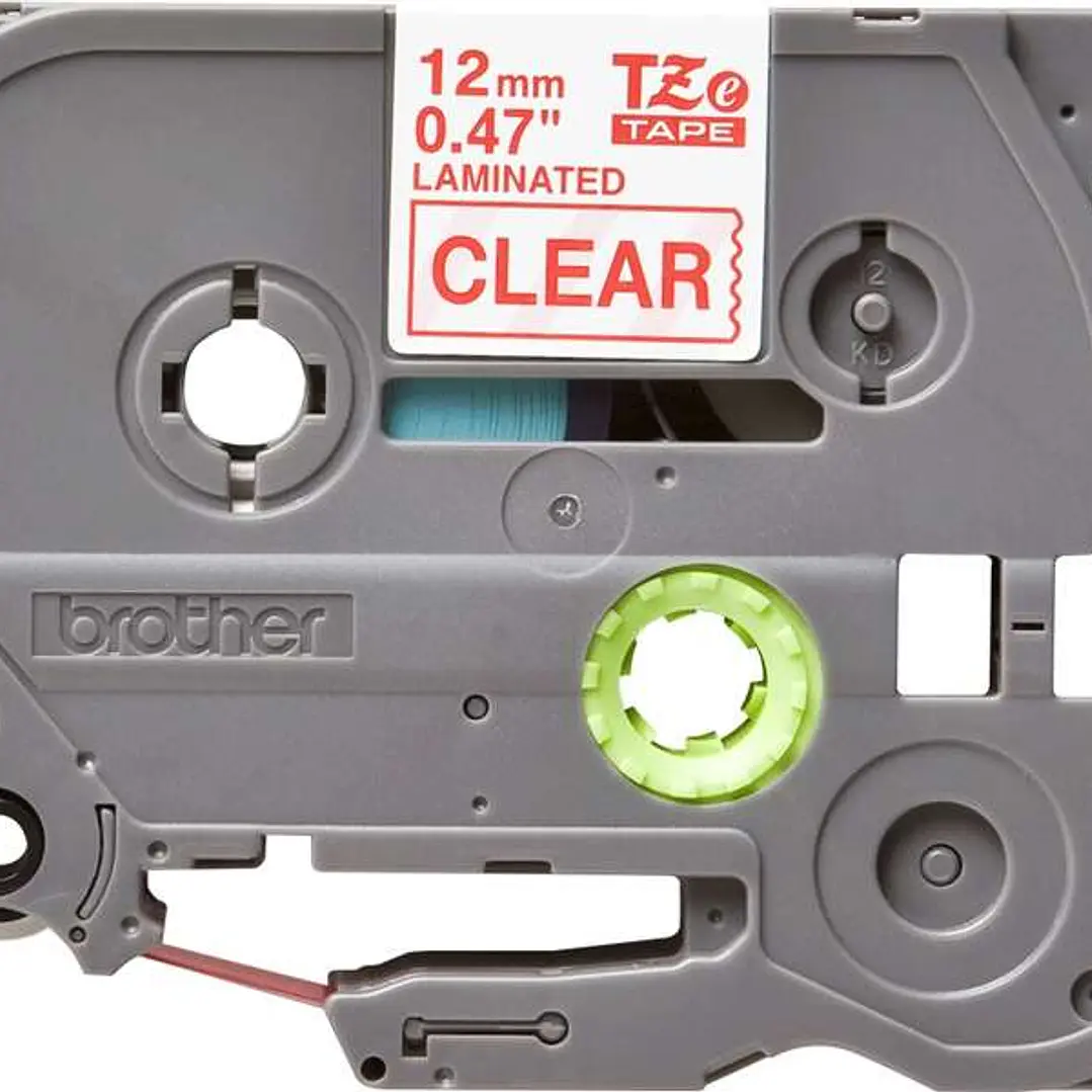 Brother TZe132 Cinta Laminada Original de Etiquetas - Texto rojo sobre fondo transparente - Ancho 12mm x 8 metros 1