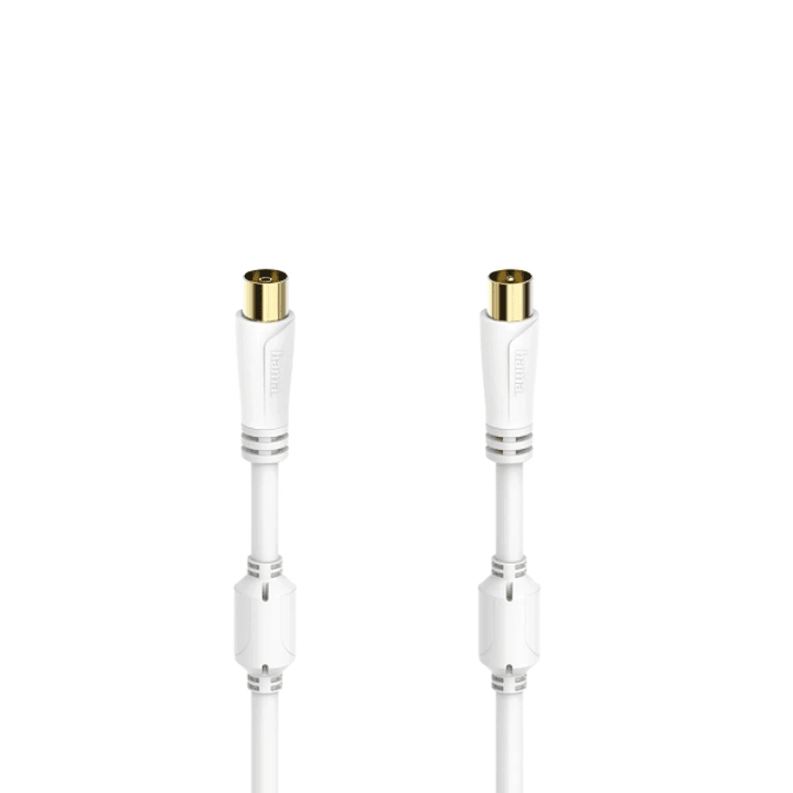 Hama Essential Cable Coaxial de Antena Macho/Hembra - Terminales Chapados en Oro - Longitud 10m- Triple Blindaje - Apantallamiento 100dB - Impedancia  1