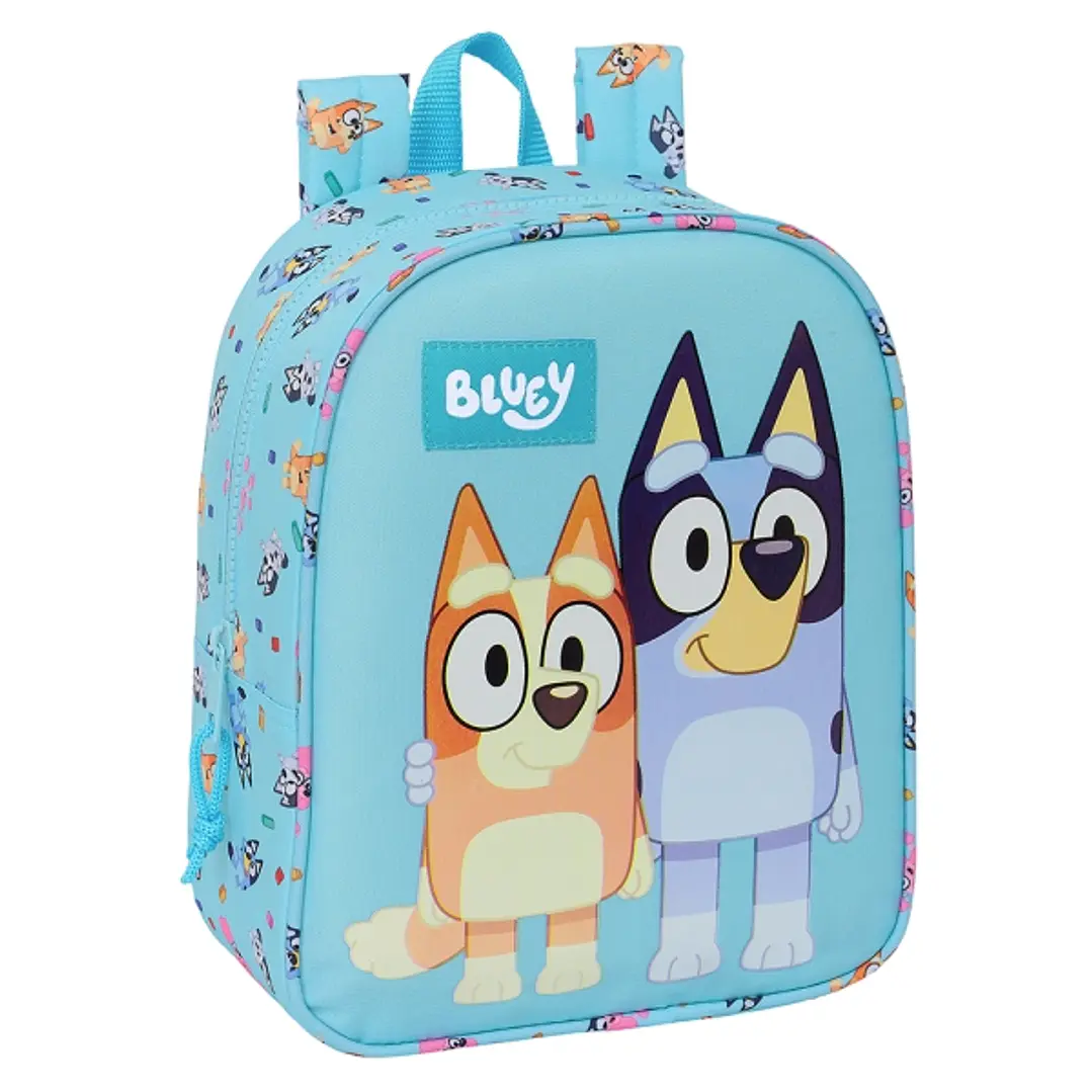 Safta Bluey Mochila Guarderia - Adaptable a Carro - Asa de Mano - 22x27x10cm - Color Azul Claro 1