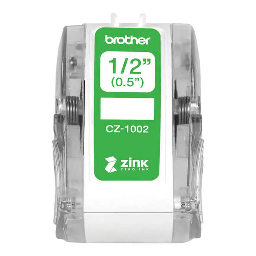 Brother CZ1002 Rollo de Etiquetas Originales de Tamaño Personalizado - Ancho 12mm x 5 metros - Zero Ink 1