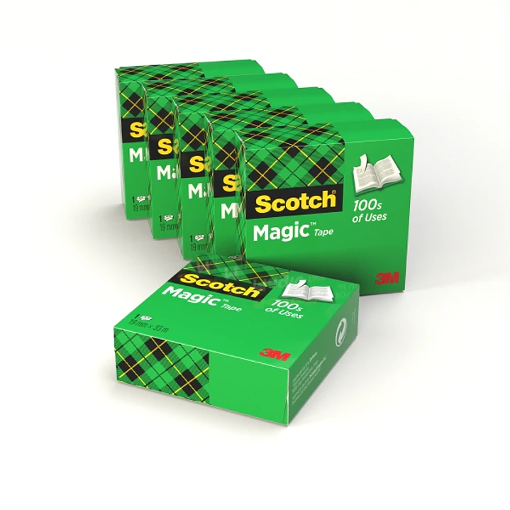 Scotch Magic Pack de 6 Cintas Adhesivas Invisible - 19mm x 33m - Color Transparente 1