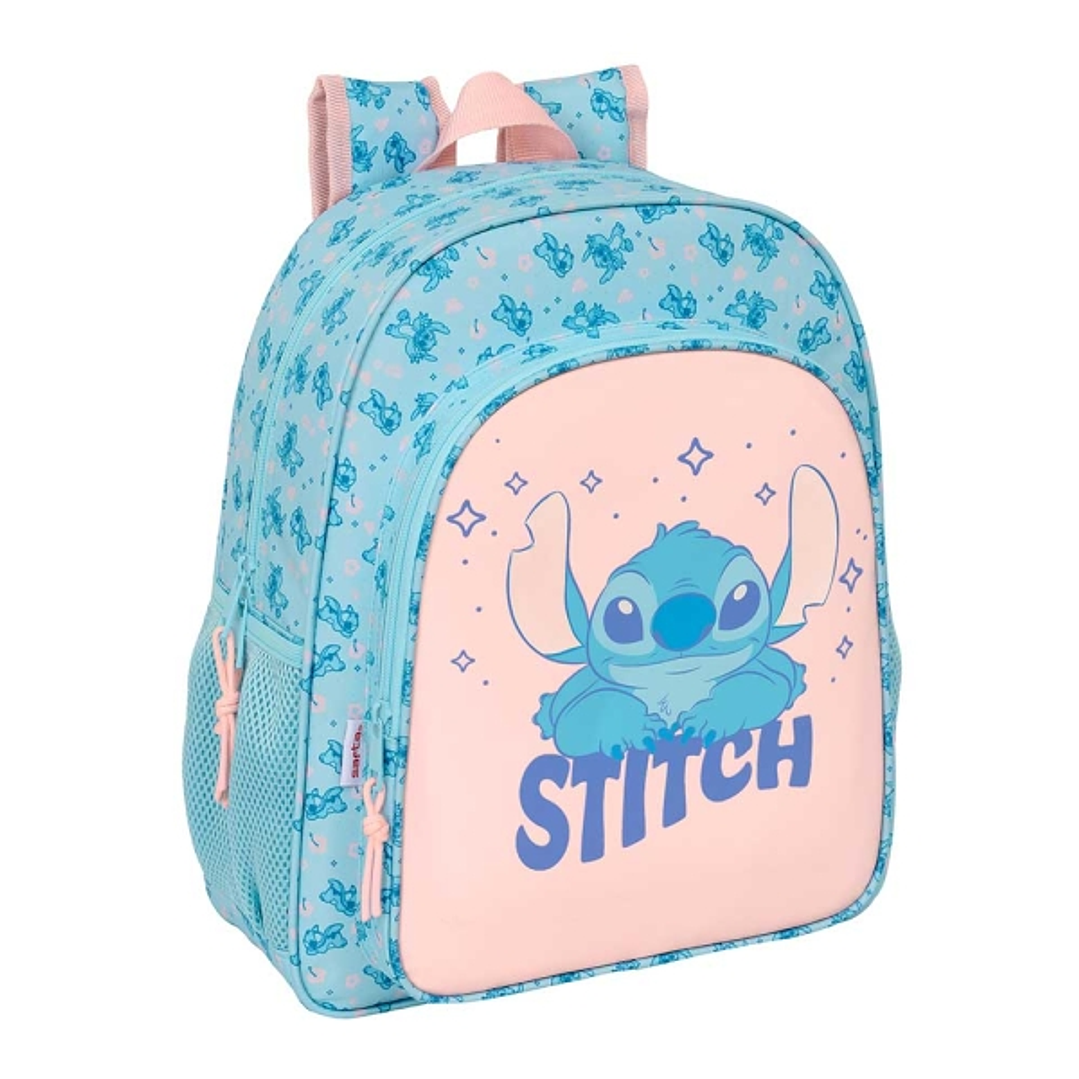 Safta Stitch Ohana Mochila - Adaptable a Carro - Portabotellas - Doble Tirador - Ergonomia Acolchada - Bolsillo Frontal - Asa de Mano - 15L - 320x120x 1
