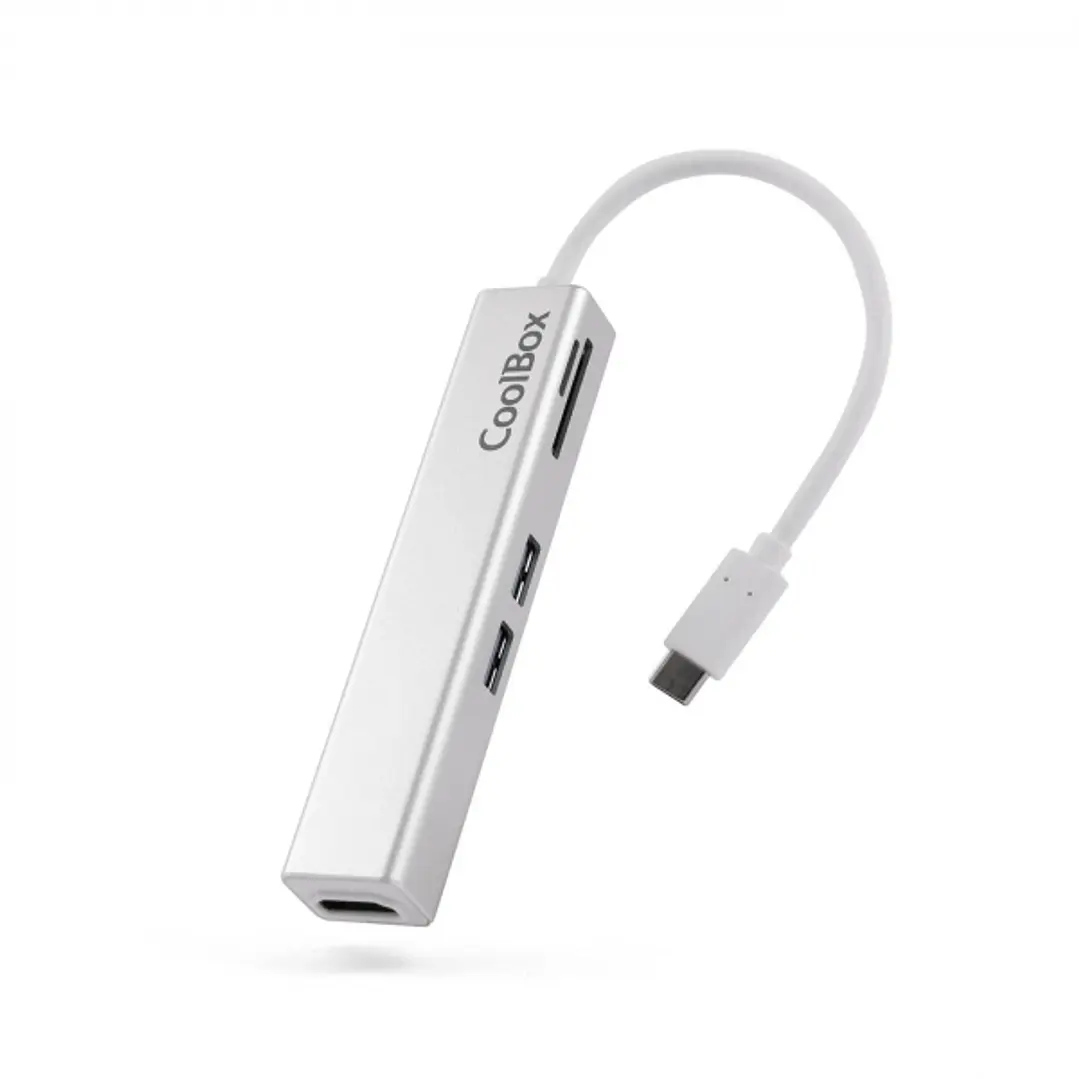 Coolbox miniDock 5 en 1 USB-C a HDMI /2xUSB3.0/1xMicroSD/1xSDPD - 0.14m - Color Gris Metalizado 1