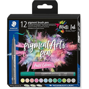 Staedtler 371 Pack de 12 Rotuladores Punta de Pincel Suave - Colores Vivos y Brillantes - No Amarillea con el Paso del Tiempo - Nueva Tinta Multi Ink 