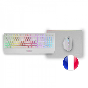 Mars Gaming MCP124 Combo Gaming 3en1 - Teclado H-Mech RGB - Raton Optico HUANO - Alfombrilla Nanotextil Rainbow - Compatibilidad Multiplataforma - Col