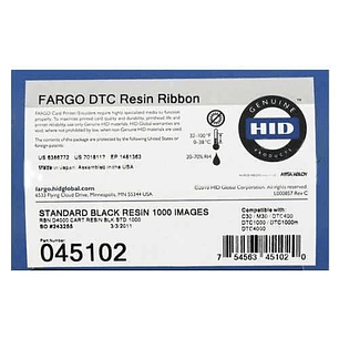 Fargo HID DTC1000 DTC1250 Cinta de Transferencia Termica Original Negro 1.000p + Rodillo de Limpieza - 045102