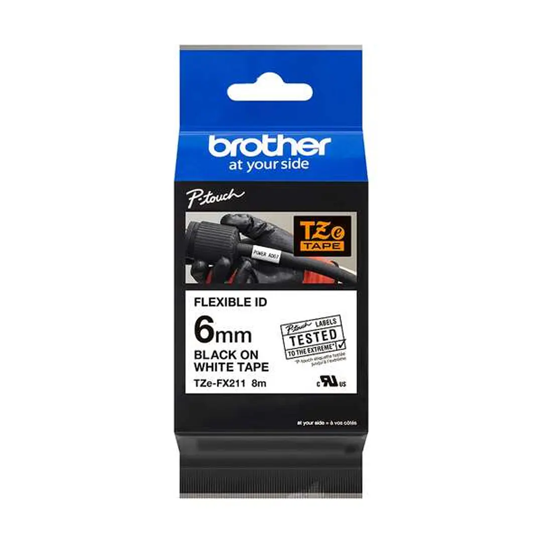 Brother TZeFX211 Cinta Laminada Flexible Original de Etiquetas - Texto negro sobre fondo blanco - Ancho 6mm x 8 metros 1