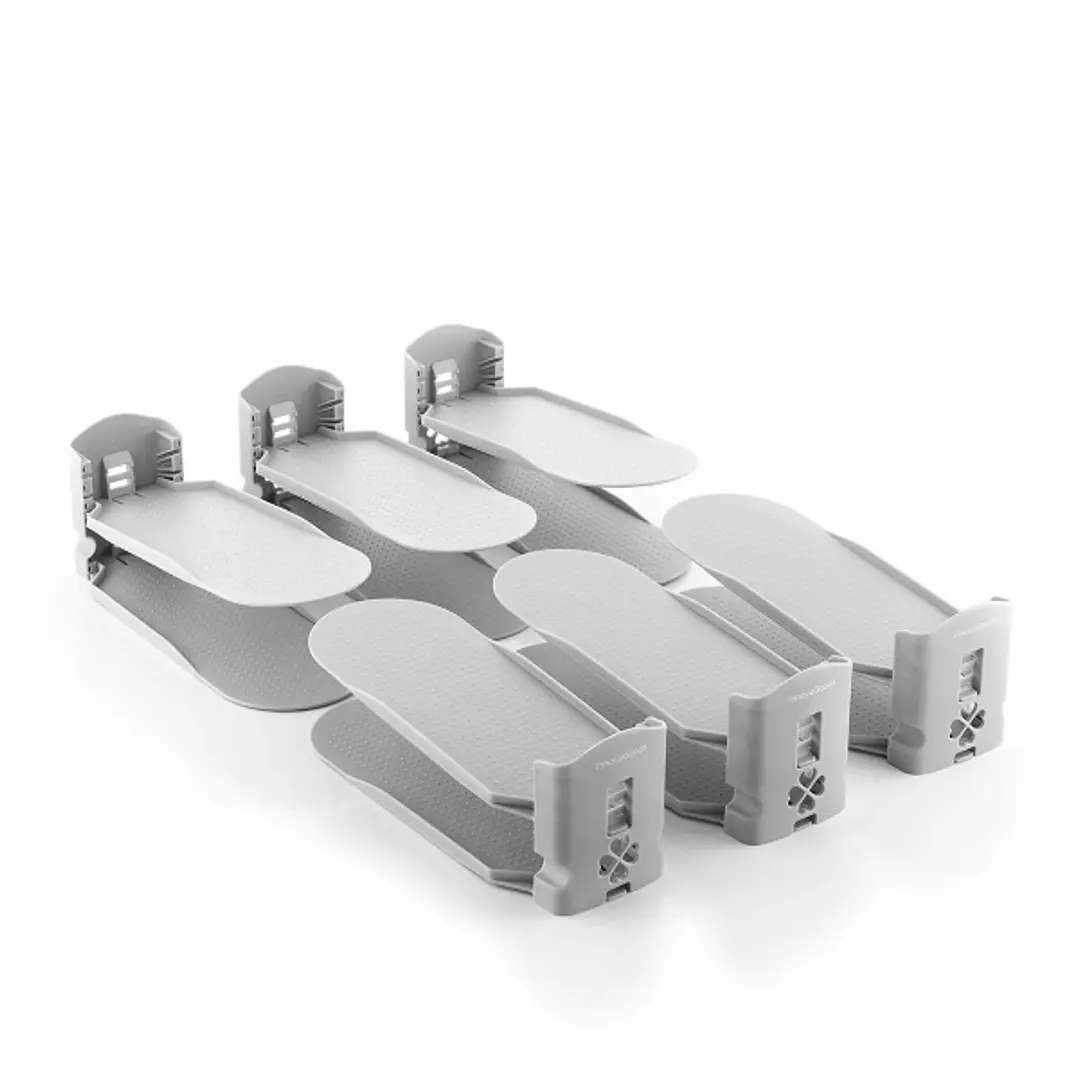 Innovagoods Sholzzer Pack de 6 Organizadores de Zapatos - Apertura Ajustable - Antideslizante - Desmontable - 10x10-17x26cm - Color Gris 1