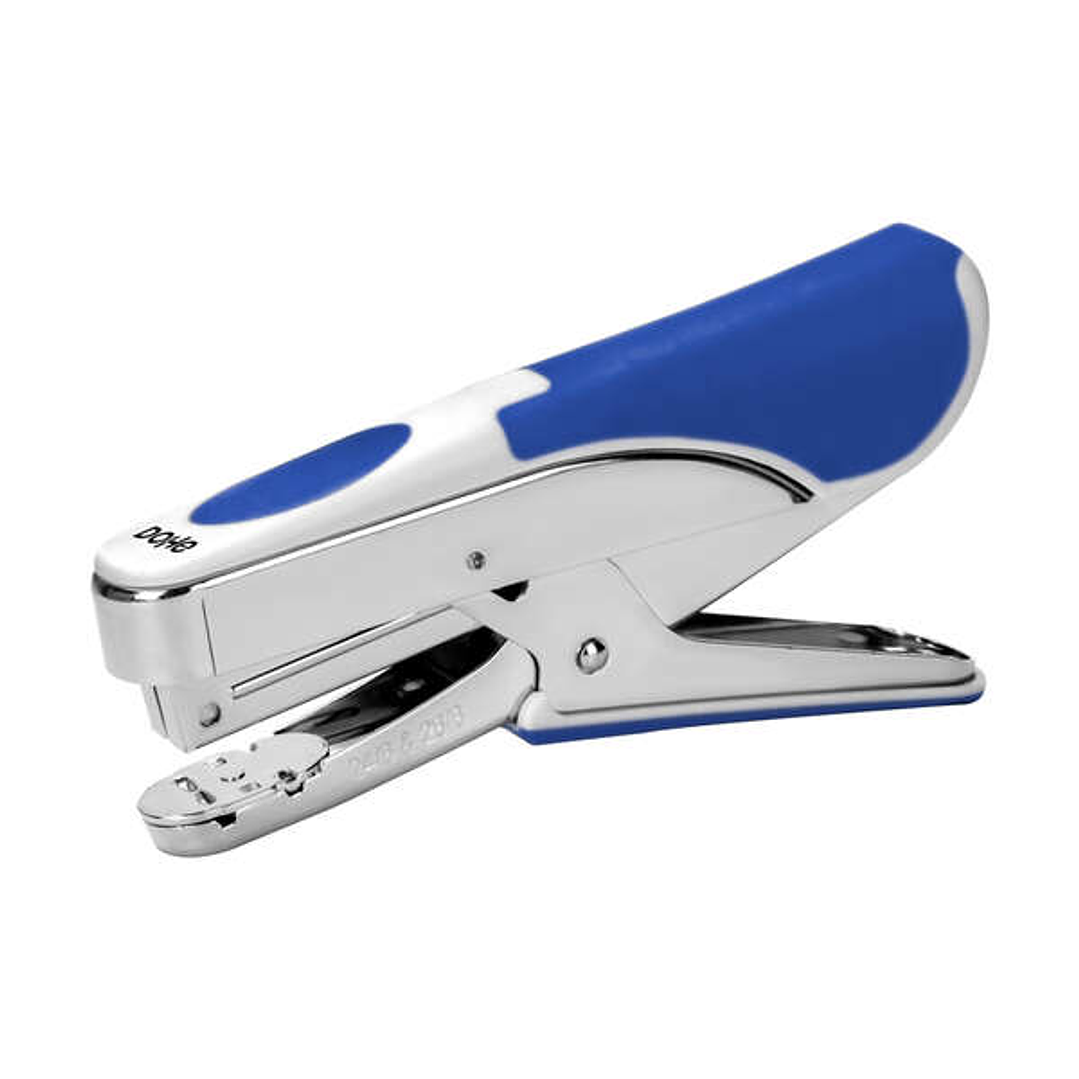 Dohe grapadora Tipo Tenaza - Fabricada en Acero Cromado y Plastico Azul - Carga Superior - Capacidad de Grapado 20 Hojas - Admite 150 grapas de 22/6,  1