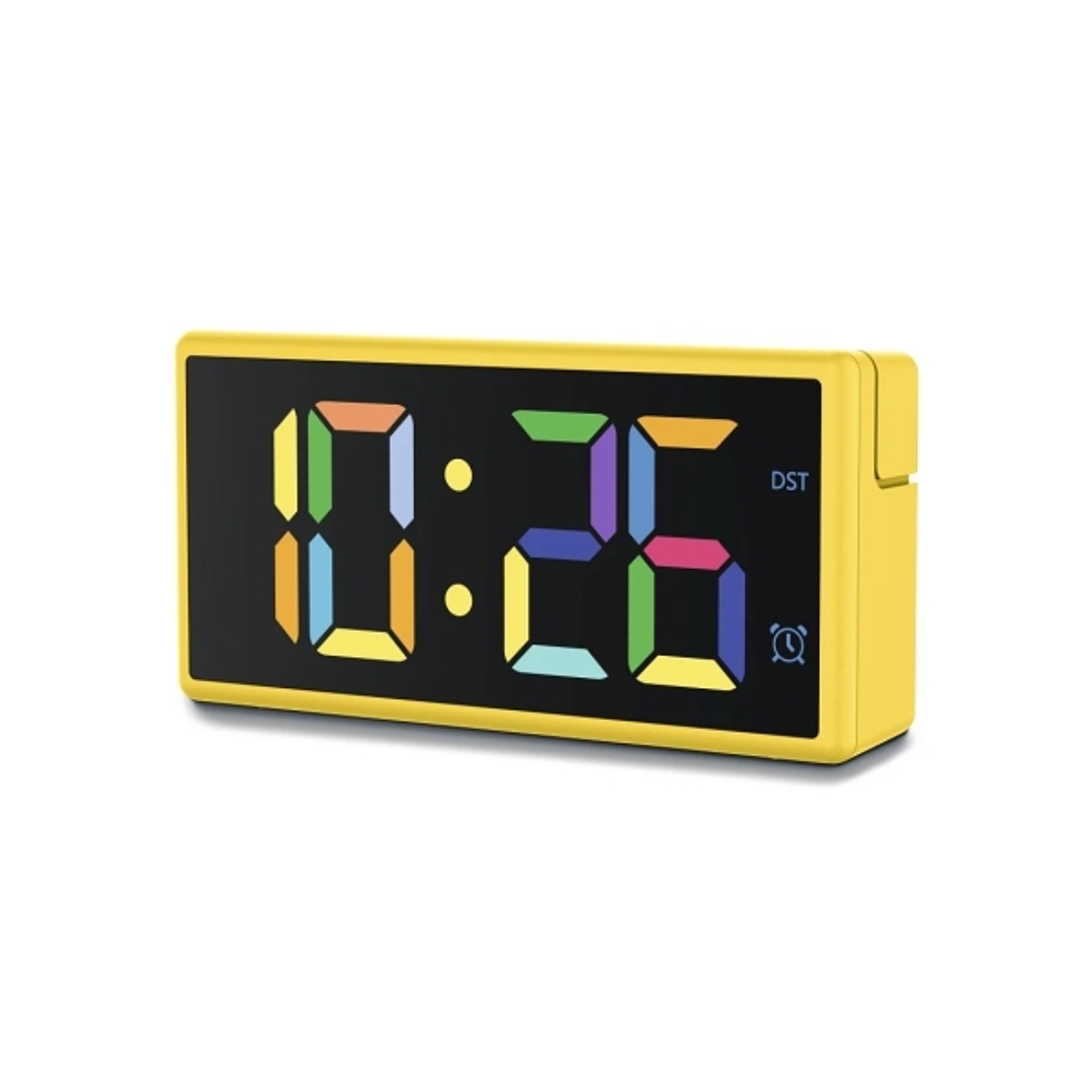 Hama Ibiza Reloj Despertador Digital - Pantalla Multicolor - Funcion de Carga USB-A - Funcion de Repeticion de Alarma - 15x3.5x7.5cm - Color Amarillo 1