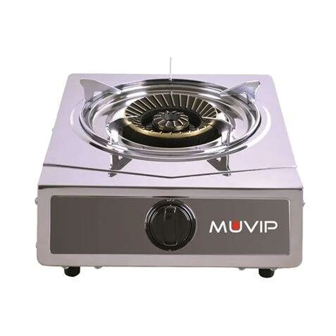 Muvip Serie Strong Cocina de Gas Inox 1 Fuego - Encendido Piezoelectrico - Quemador de Hierro Fundido Desmontable 1