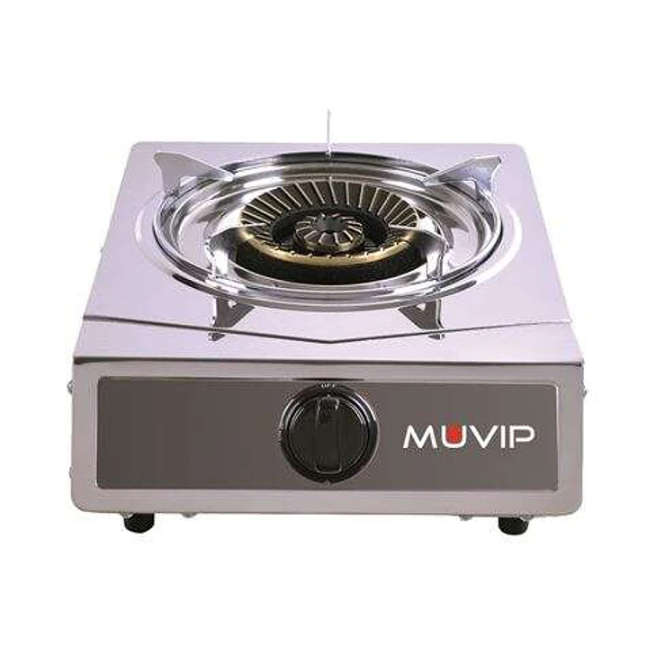 Muvip Serie Strong Cocina de Gas Inox 1 Fuego - Encendido Piezoelectrico - Quemador de Hierro Fundido Desmontable 1