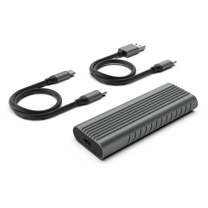 Ewent Caja Externa USB 3.2 - USB-C SSD sin Tornillos - Cable USB C-C y USB C-A - Color Gris 1