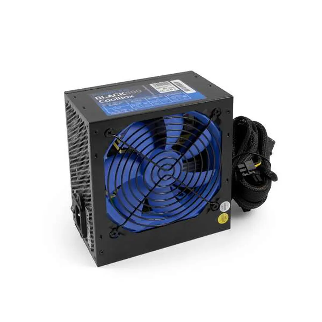 CoolBox Powerline Black 500 Fuente de Alimentacion 500W ATX - Ventilador 120mm- Cables Mallados 1