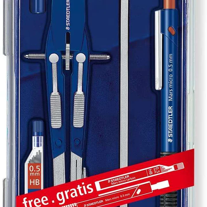 Staedtler Mars 552 02 Compas de Precision - Diametro Maximo 350mm - Compas de Aiuste Rapido - Patas Articuladas - Aguja Intercambiable - Mina Intercam 1