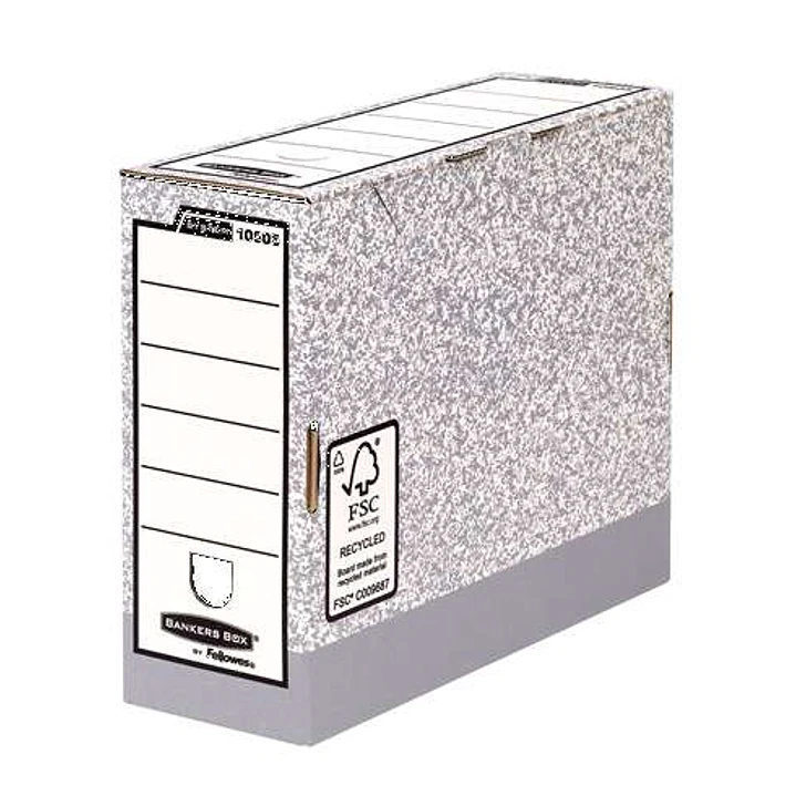 Fellowes Bankers Box Caja de Archivo Definitivo 100mm A4 - Montaje Automatico Fastfold - Carton Reciclado Certificacion FSC - Color Gris 1