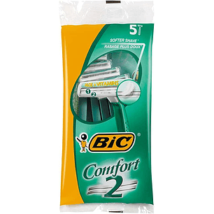 Bic Confort 2 Pack de 5 Maquinillas de Afeitar Desechables de 2 Hojas - Tira Lubricante con Aloe Vera
