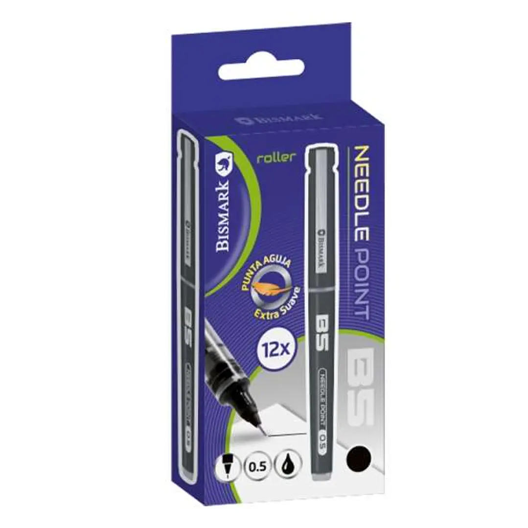 Bismark Boligrafo Tinta Liquida Punta Aguja - Escritura Suave - Alta Precision - Color Negro 1