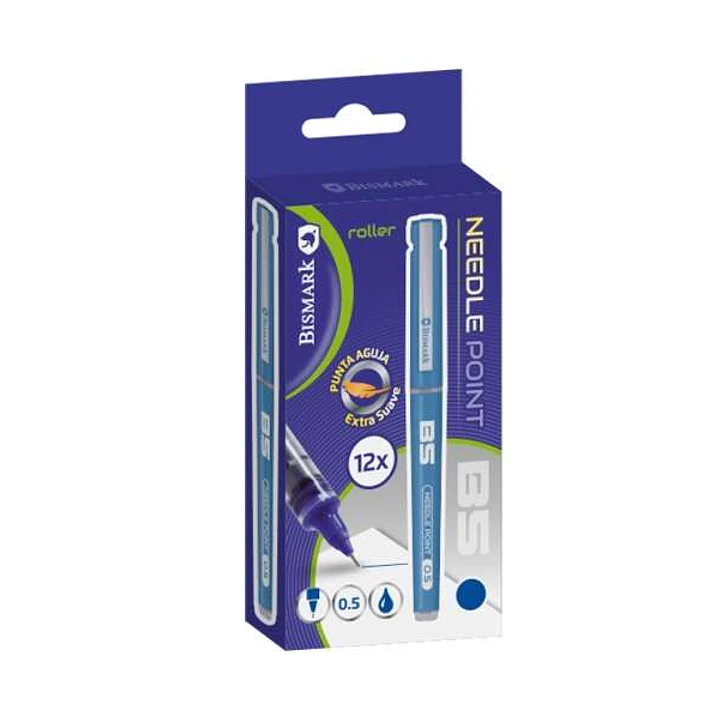 Bismark Boligrafo Tinta Liquida Punta Aguja - Escritura Suave - Alta Precision - Color Azul 1