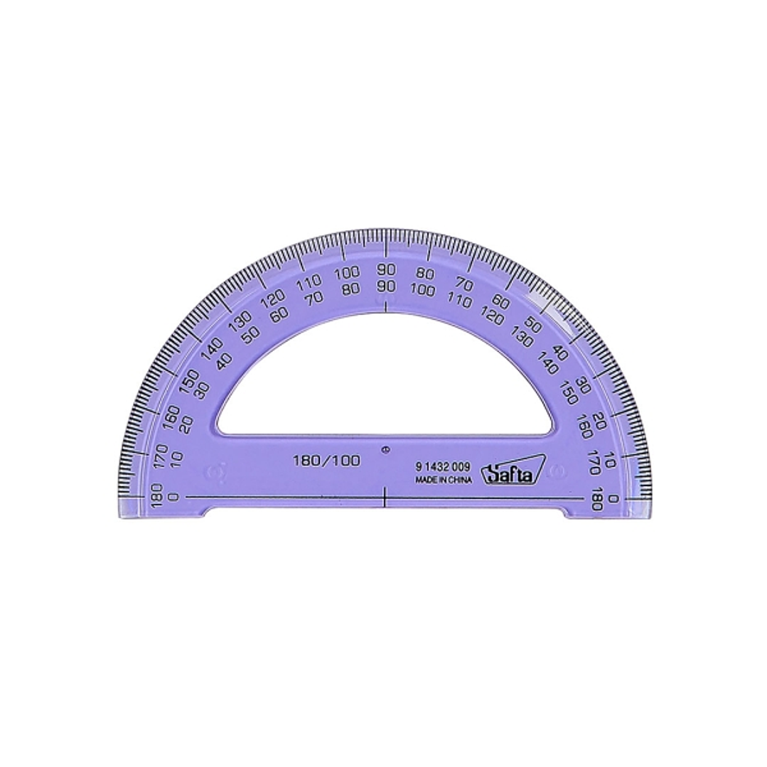 Safta Semicirculo de 9cm - Plastico Transparente - Doble Graduacion - Biselado - Color Aleatorio 1