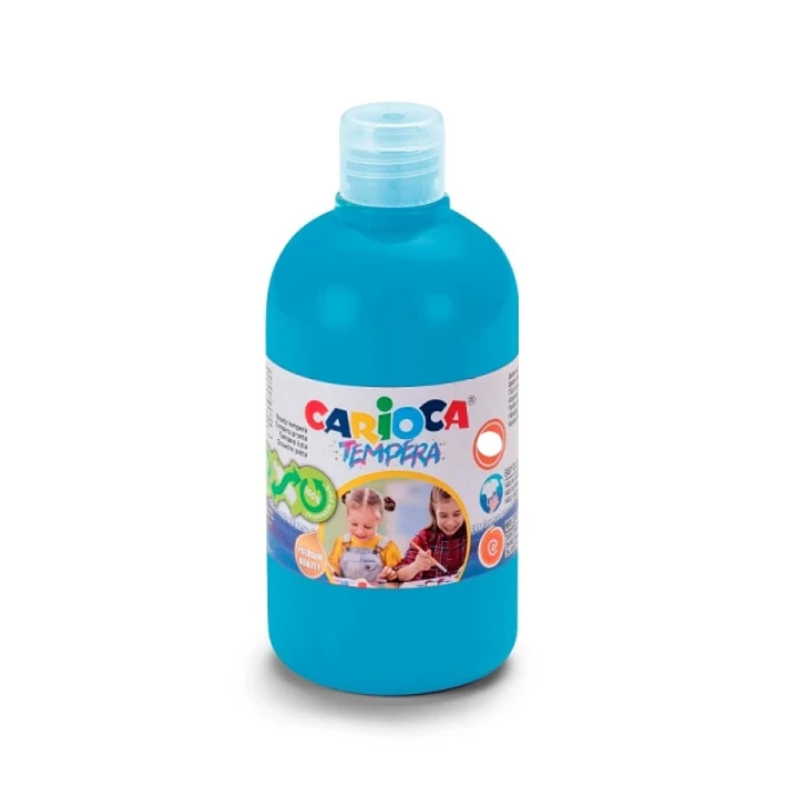 Carioca Botella de Tempera 250ml - Colores Superlavables - Faciles de Mezclar - Aplicable en Materiales Porosos - Alta Opacidad - Color Azul Cyan 1