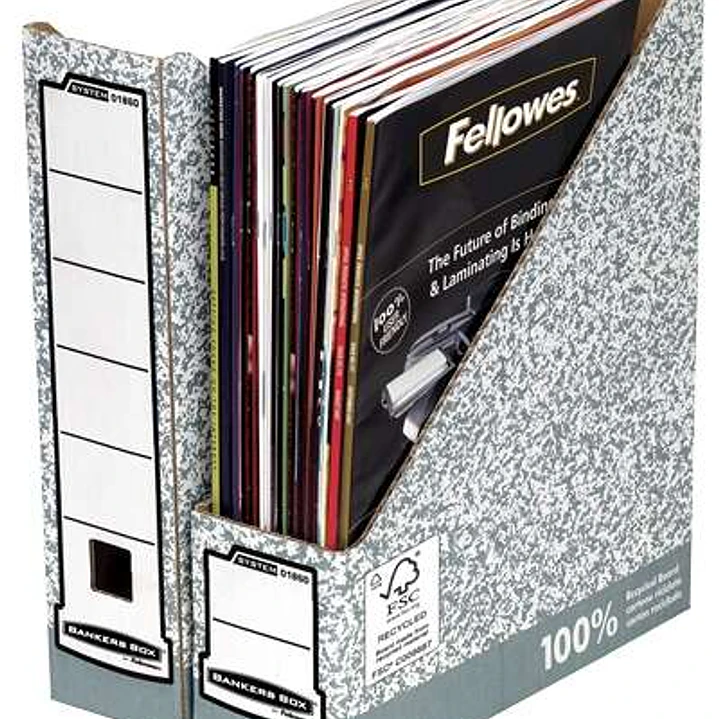 Fellowes Bankers Box Revistero A4 80mm - Montaje Manual - Carton Reciclado Certificacion FSC - Color Gris 1