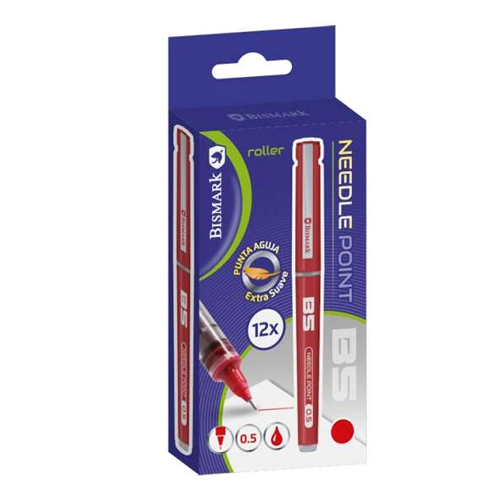Bismark Boligrafo Tinta Liquida Punta Aguja - Escritura Suave - Alta Precision - Color Rojo 1