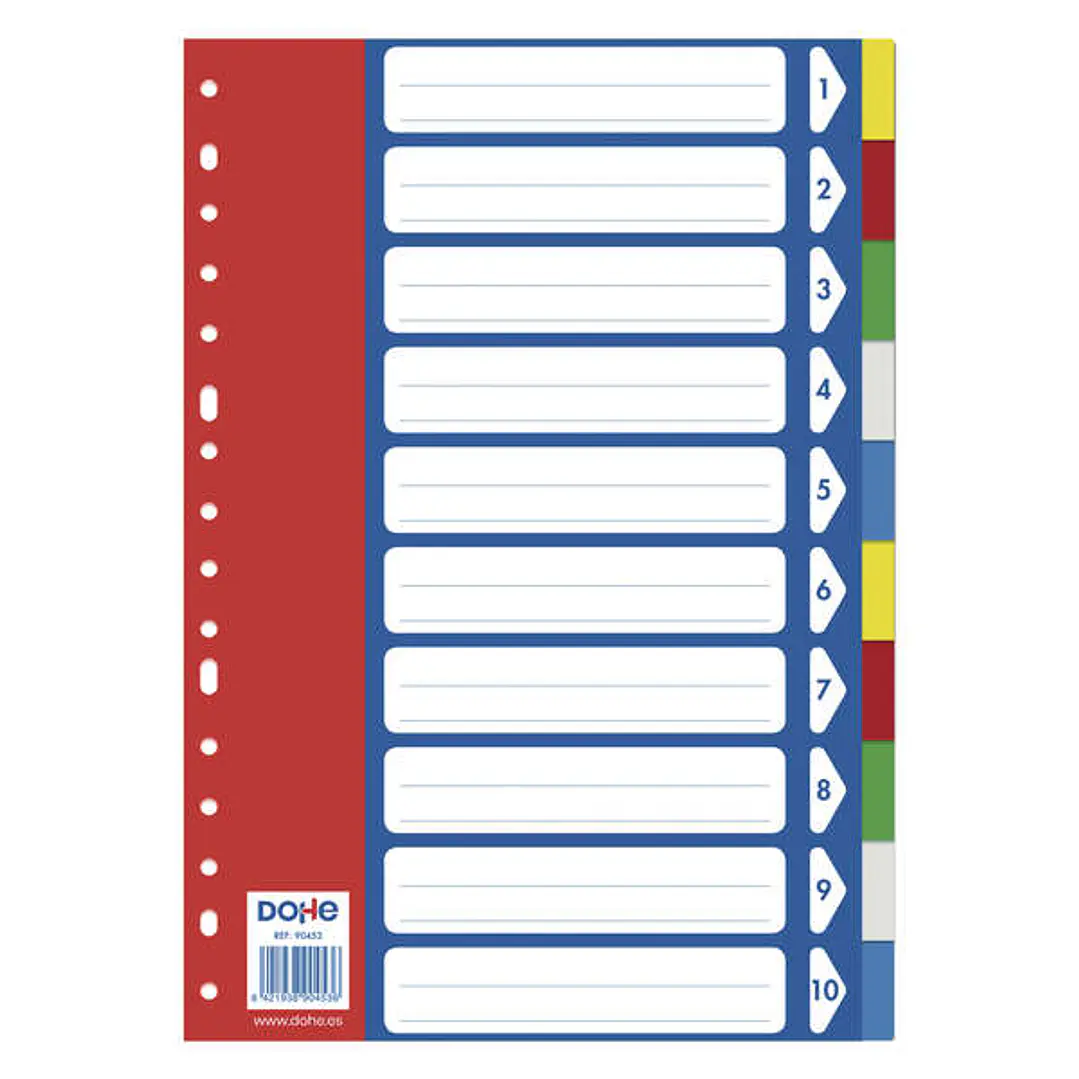 Dohe Separadores para Archivadores y Carpetas de Anillas - 120 Micras - Multitaladro de 16 Perforaciones - Bolsa Autoadhesiva Individual 1