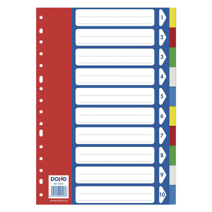 Dohe Separadores para Archivadores y Carpetas de Anillas - 120 Micras - Multitaladro de 16 Perforaciones - Bolsa Autoadhesiva Individual 1