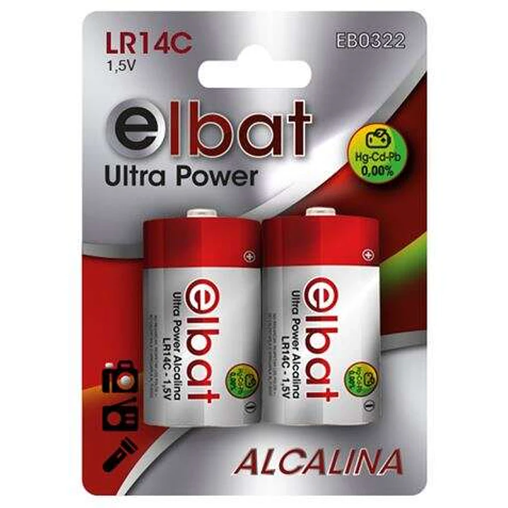 Elbat Pack de 2 Pilas Alcalinas LR14C 1