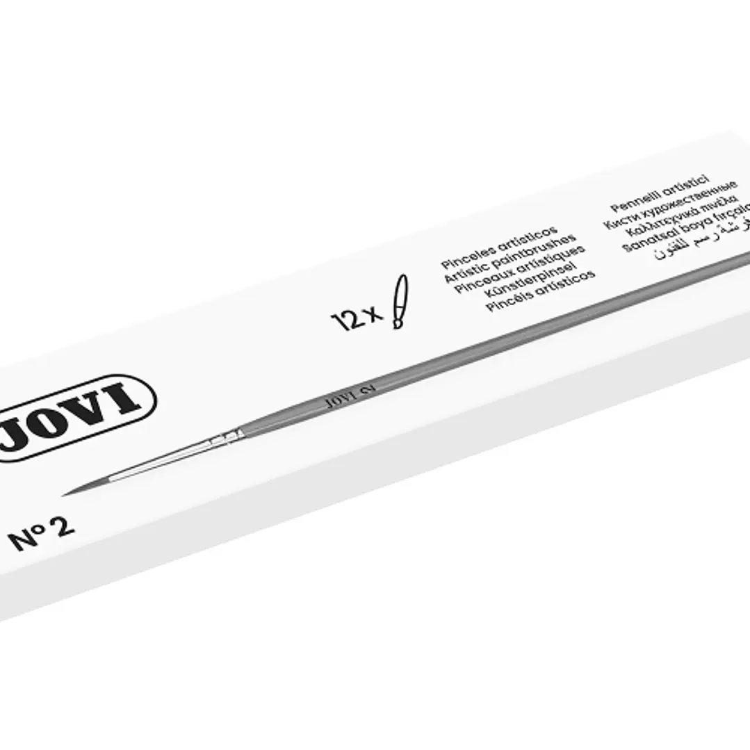 Jovi Pinceles Artisticos Pelo Poney Nº 2 - Pelo Natural - Mango de Madera - Calibre 00 al 12 - Punta Redonda - Pelo Suave - Color Varios 1